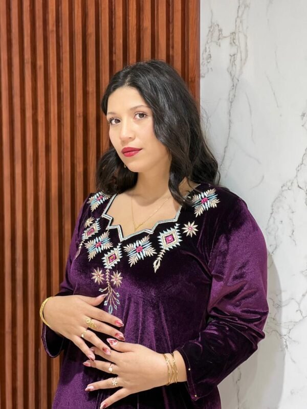 Robe Katifa vert– Broderie Florale