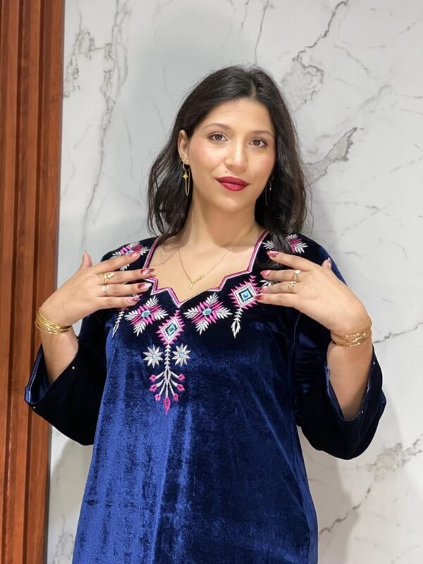 Robe Katifa vert– Broderie Florale