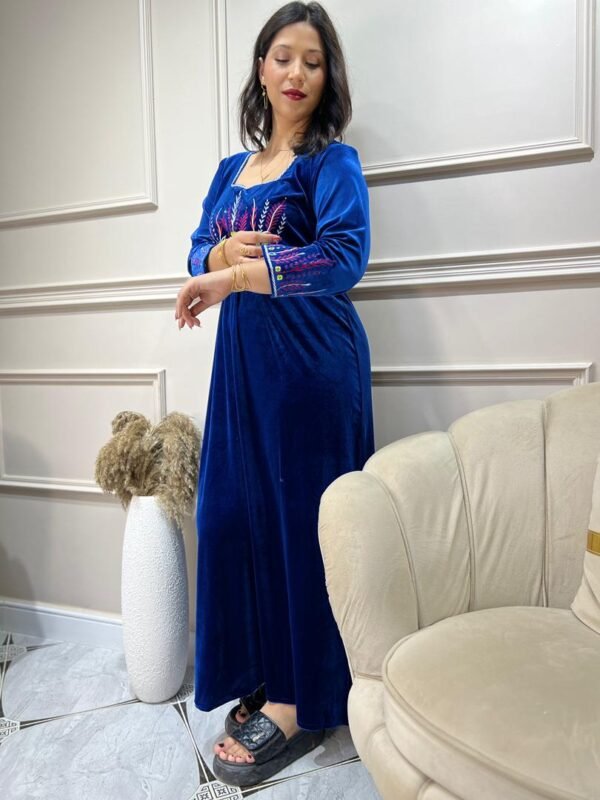 Robe Katifa bleu – Broderie Florale