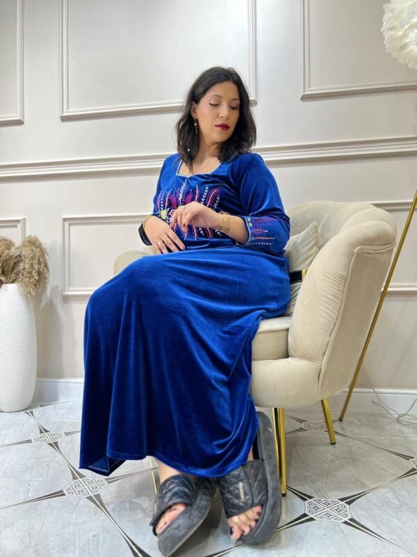 Robe Katifa bleu – Broderie Florale
